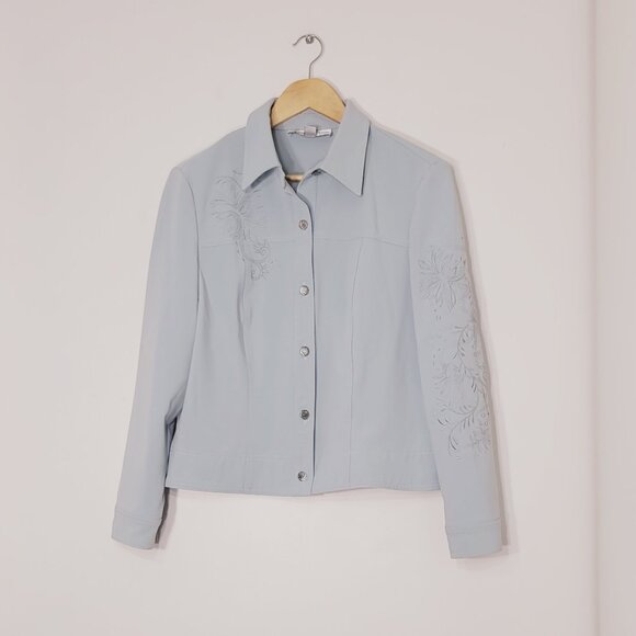 Proportion Petite Conrad C Light Blue Floral Embroidery Jacket Size 12 Petite - Picture 2 of 15